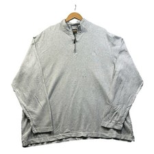 CHAPS Jumper Grey Mens XXL Knit Long Sleeve 1/4 Zip Logo Design Accent Cotton