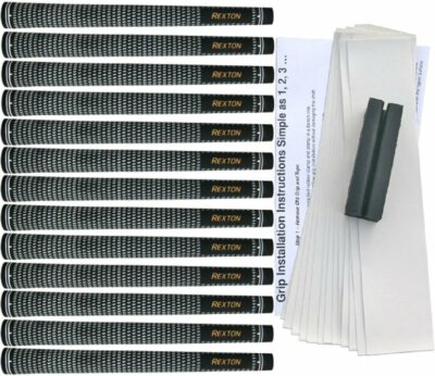Rexton Velvet Standard Size Black/White Golf Grip Kit (13 Grips, Tape, Clamp)