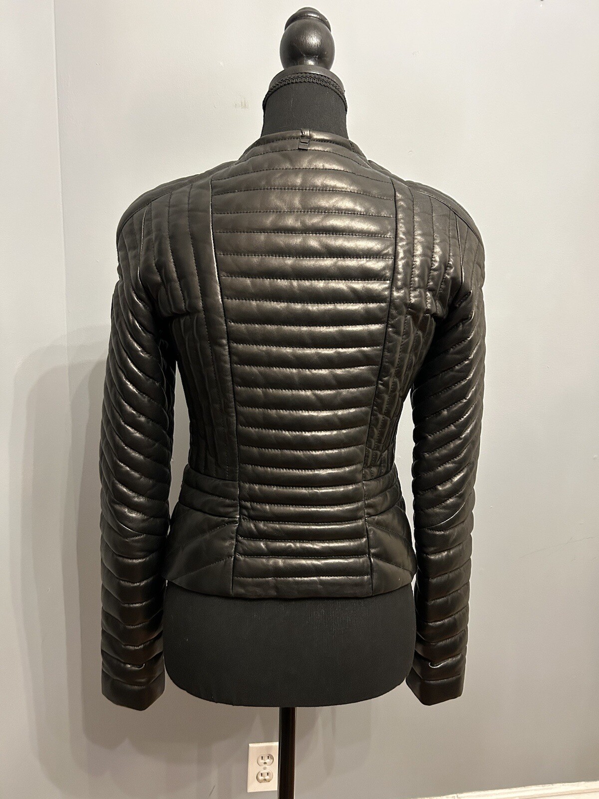 RUDSAK Down-Filled Quilted Leather Jacket With Removable Fur Collar, Size S image 5