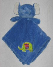 Sandy Simon Elephant Security Blanket Baby Lovey Blue Green Fleece