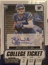 Brady White Memphis Football Panini Rookie Autograph Rookie Card Arizona State. rookie card picture