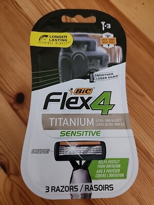 Bic Flex 4 Titanium Sensitive Razors - Ultra-Thin Blades - 3 Count Razors