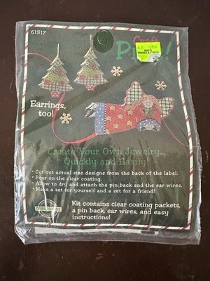Dimensions (1995) Craft Pins Kit #61517 Pin & Earrings Trees & Angel Set