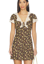 BNWT Rixo LACIE Eva Floral Brown Mini Dress SZ: XL PRP: £340