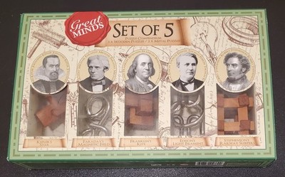 Great Minds Set of 5 Wooden & Metal Puzzles Compendium  new in Box