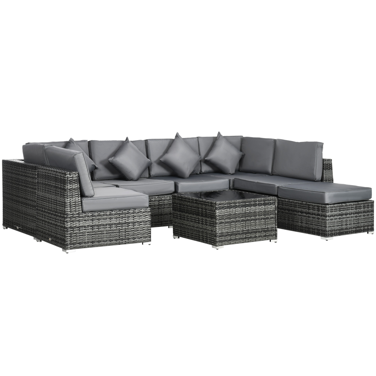 8 Piece Rattan Patio Sofa Set Outdoor Garden Furniture Grey Seating Suite