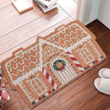 Christmas Welcome Floor Mat Outdoor Gingerbread House Doormat Christmas Carpet