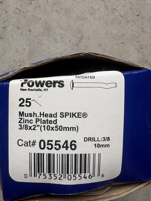 Powers Mush. Head Spike 3/8 X 2"(25) 