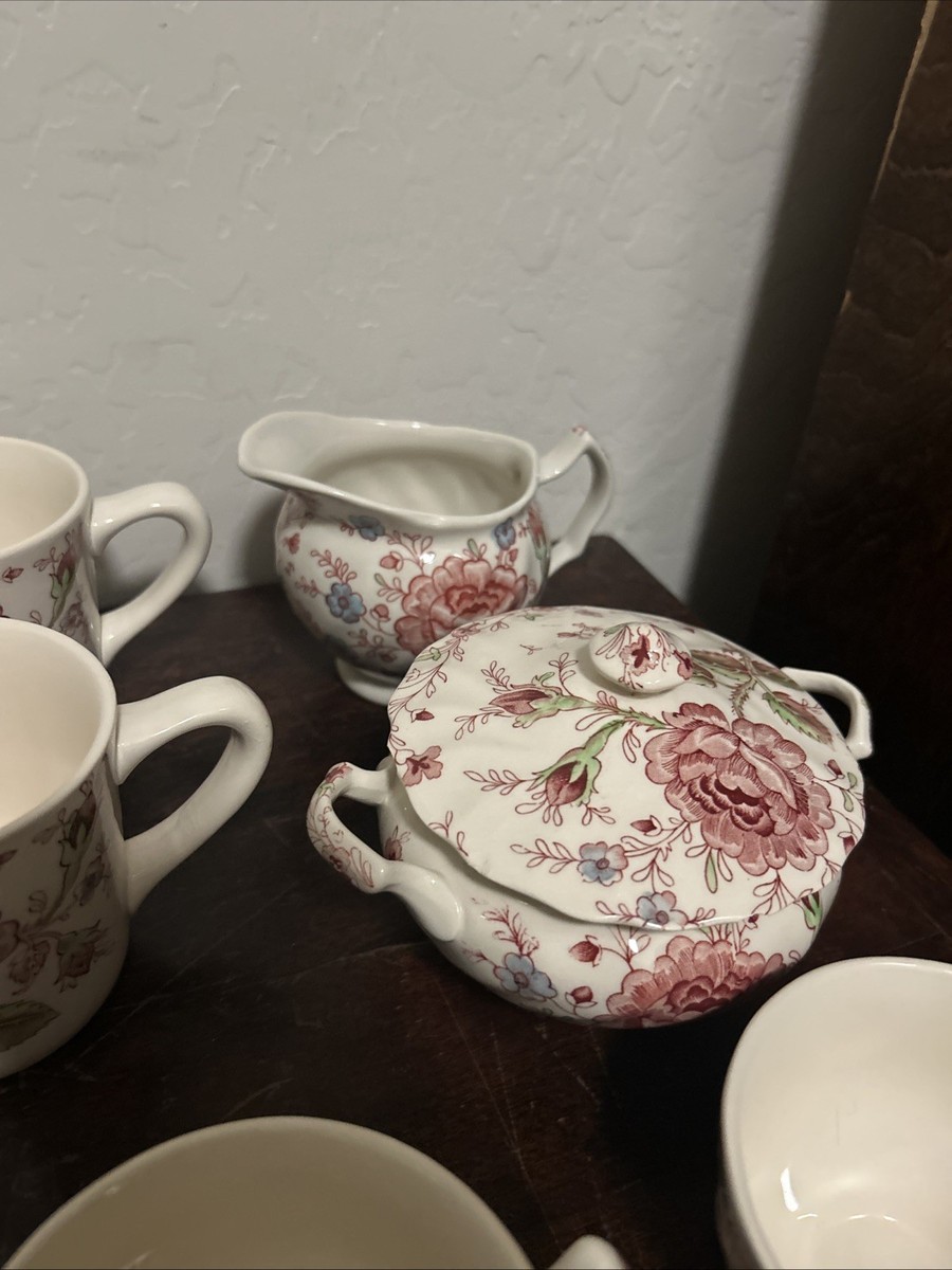 Johnson Bros Rose Chintz English China Dinner Set 89 Pieces In