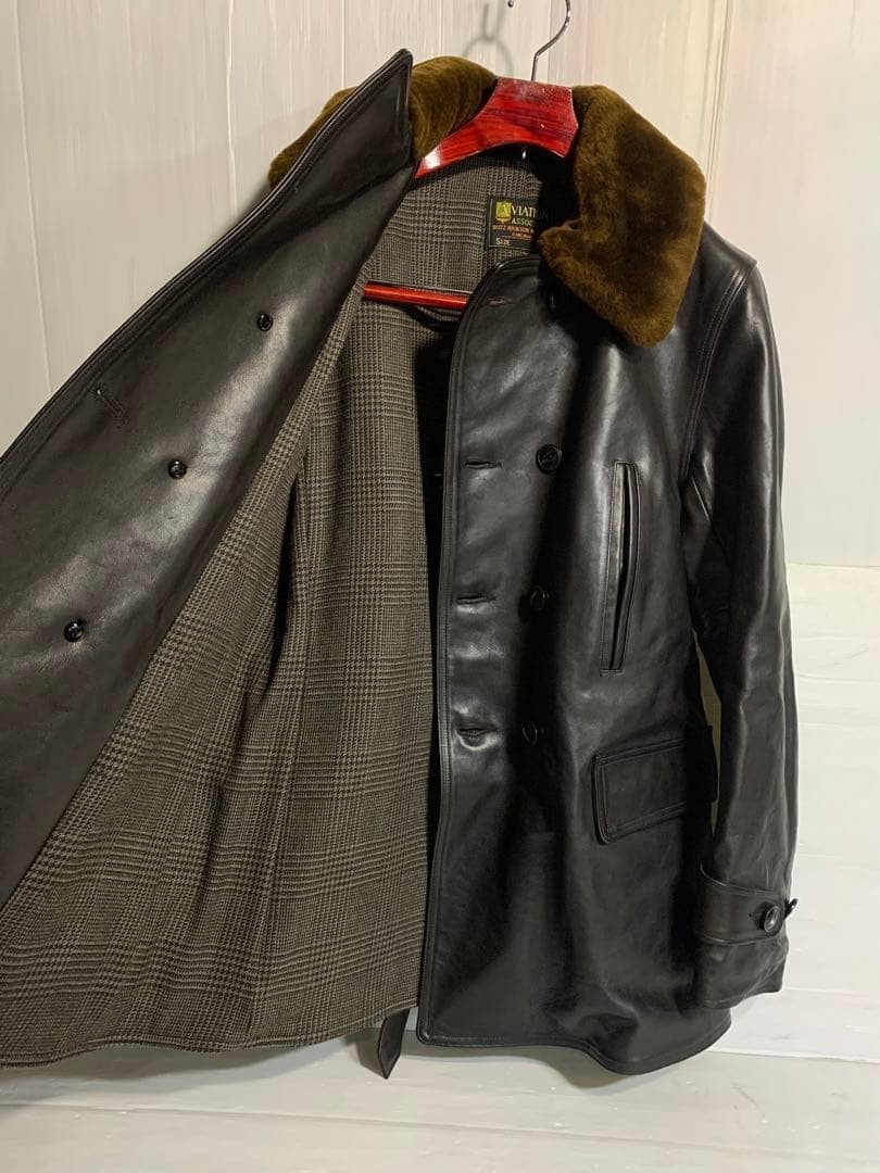 Buzz Ricksons Horse Leather Shearling Collar Avia… - image 7