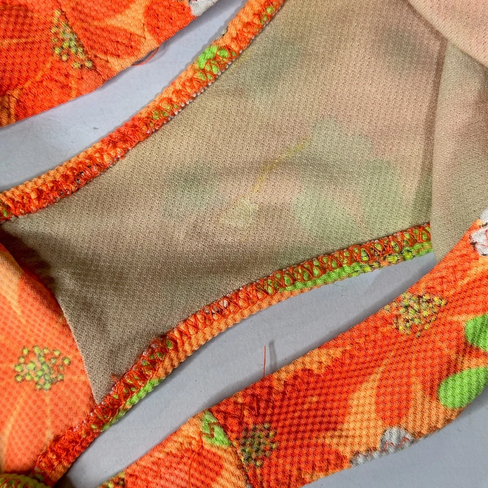 De Colección Años 90 Pasas Bikini Corte Alto Traje de Baño Talla M L Naranja Floral Con Aros Triángulo Foto 3 de 4