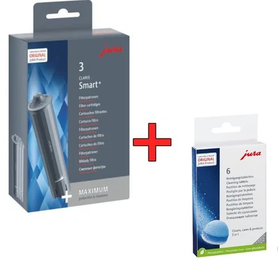 JURA CLARIS Smart+ Filterpatrone - 3 Stück (24233) + 3-Phasen-Reinigungstablette