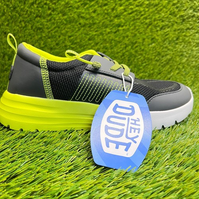 #ad #ad Hey Dude Sirocco Play Sport Block Boys Size 5Y Black Gray Running Shoes Sneakers $39.99