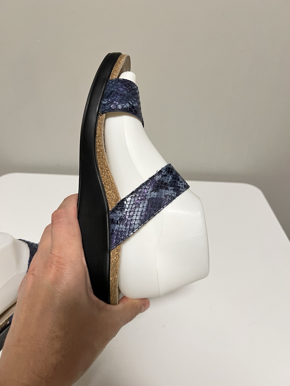 Mephisto Nadia Sandal Blue Leather Python Wedge H… - image 7