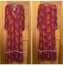 Farm Rio x Anthropologie Cheetah Ruffle Maxi Dress size small