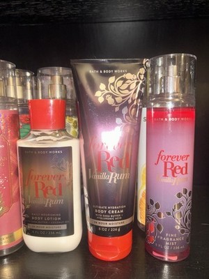 Bath & Body Works Forever Red Vanilla Rum Mist Lotion Body Cream Set 8 fl oz