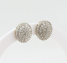 10k Yellow Gold 1 Carat Diamond Cluster Earrings Large Sparkly Studs 5/8" x 1/2"