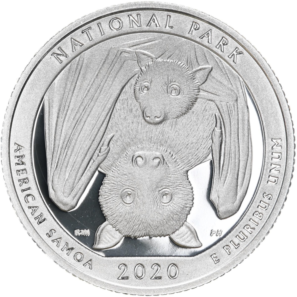 2020 S American Samoa National Park 99.9% Silver Bat Quarter ATB