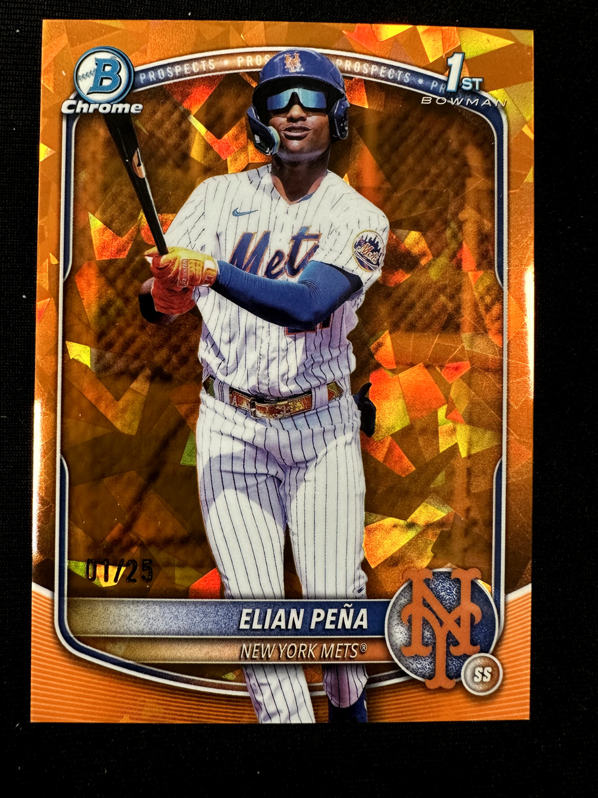2025 Bowman Chrome Sapphire Elian Pena 1st Orange Refractor #1/25 1st Print