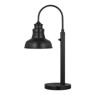 Hampton Bay Elmcroft Matte Black Table Lamp w/ Metal Shade - Uses LED bulbs