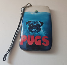 Hot Topic Pug Jaws Parody Pug Dog Hard Case Wallet Card Holder Wristlet PreOwned