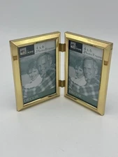 at Home with Meijer Brass Tone Double Picture Frame 6x4 Lacquer Coated