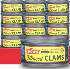 Wild Caught Minced Clams Canned, 6.5 Oz Can (Pack of 12) - 5G Protein per Servi