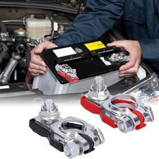 2PCS Battery Terminal Connector Top Post Positive Negative Heavy Duty Universal