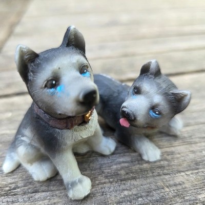 2 x Hund Deko Husky 4+5 cm Retriever Hundefigur Figur Dekofigur Hundewelpe