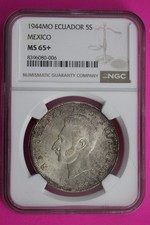 1944 MO MS 65+ Mexico Ecuador 5 Sucres Silver Coin NGC Certified Authentic 665