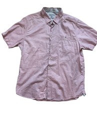 Ted Baker Shirt Mens 6 Salmon Oxford Short Sleeve Button Up Cotton Casual