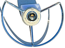 1958 Ford Horn Button Ring Master Guide Power Steering Wheel Nice Chrome 57 59