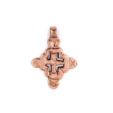Copper Coptic Cross Pendant 38x27mm Ethiopia African Large Hole Handmade