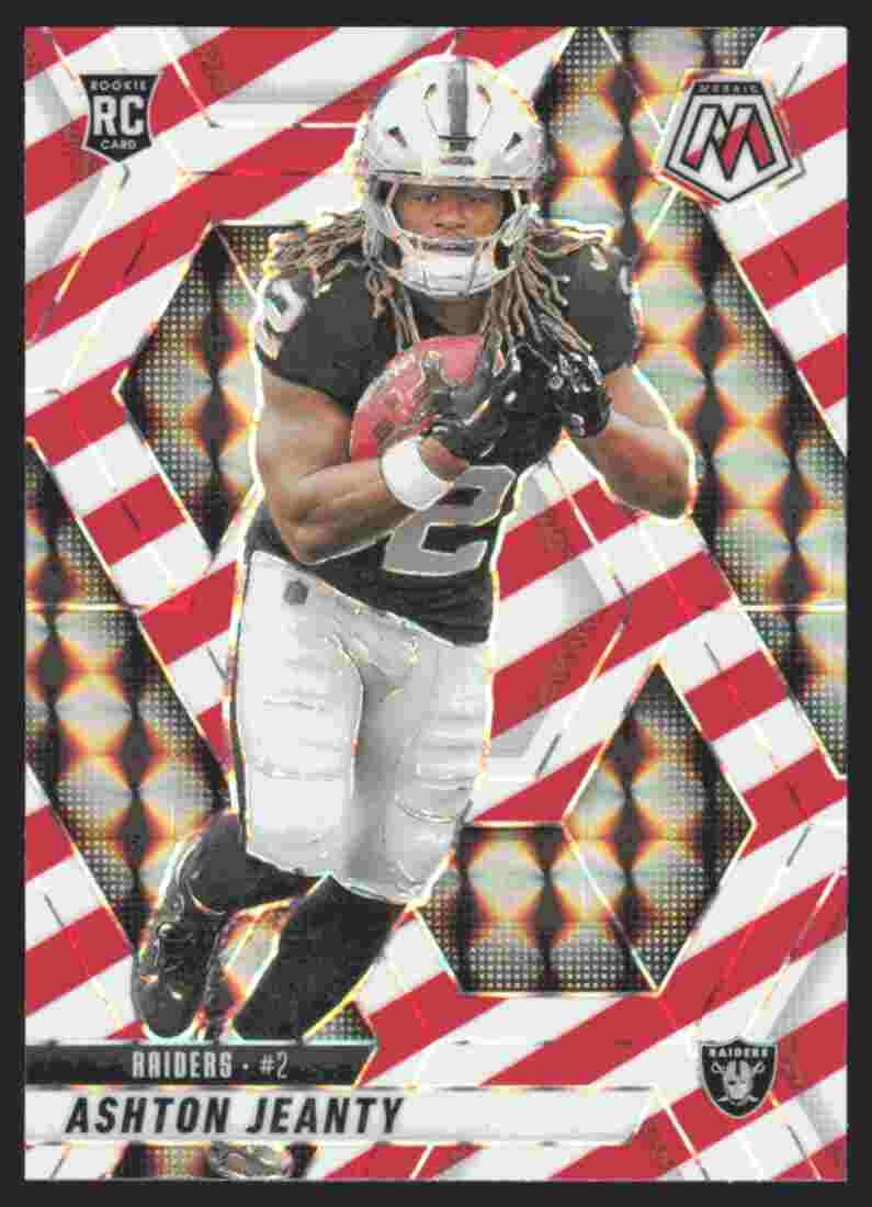2025 Panini Mosaic #345 Ashton Jeanty Mosaic Red and White Stripe
