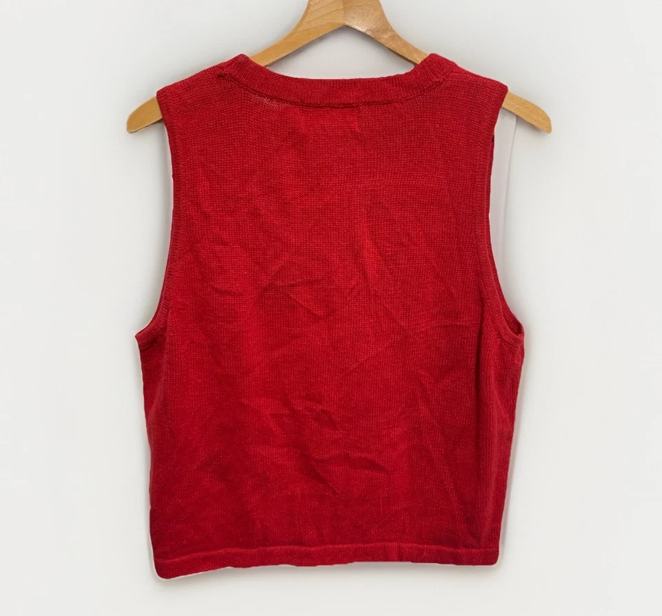 Chaleco Suéter Vintage Requirements Para Mujer Rojo Bordado Grande Grannycore Foto 2 de 4