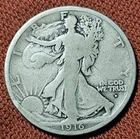 1916 D Obverse Mintmark Walking Liberty Half Dollar 50C Silver Coin G/VG
