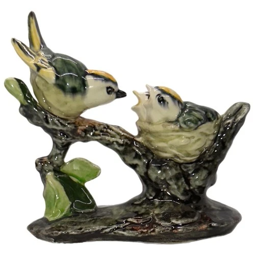 Rare Stangl Pottery Bird #3853 Kinglet Family Art Figurine MFG Ex Cond 5.5 x 5"