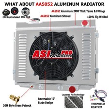 4-row Radiatorshroudfan For 196466 Ford Galaxie Small Block 4.3l 4.7l V8 At