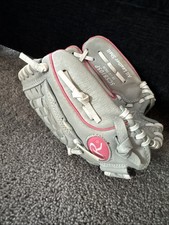 Rawlings Women’s Gray And Pink Leather Baseball Glove Size 10.5 LEFT HANDED