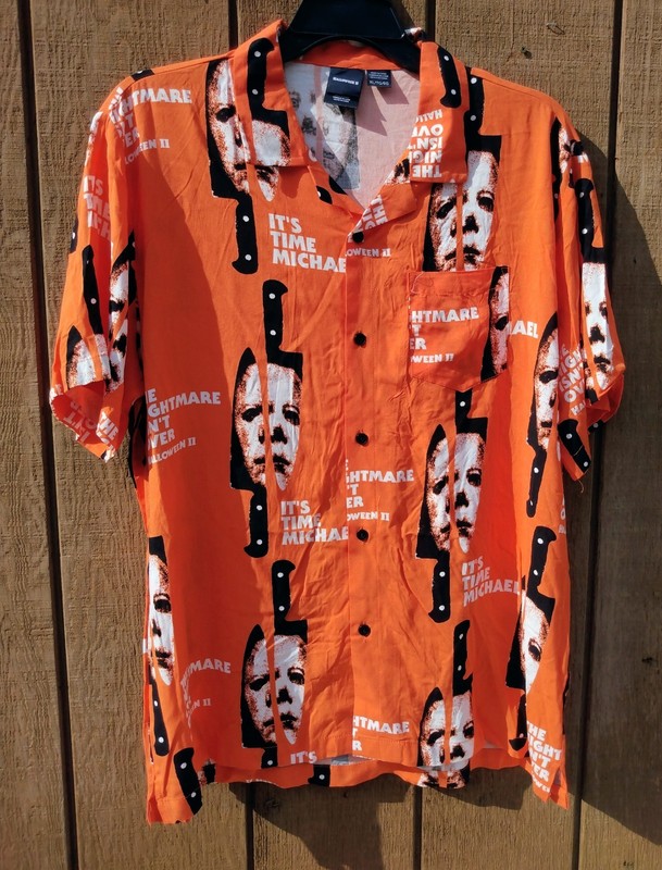 NEW UNUSED Men Size XL Halloween ll Button up Shirt By MAD Very Cool Looking SEE