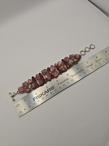 Rhodochrosit Granat Quarz Edelstein 926 Silber Armband Schmuck groß - Bild 7 von 8