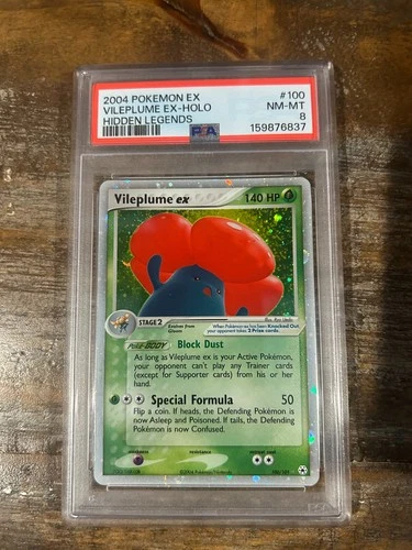 POKEMON 2004 EX Hidden Legends VILEPLUME EX Holo #100 PSA 8 RARE