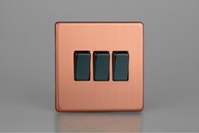 Varilight 3-Gang 10A Rocker Switch - Brushed Copper Finish