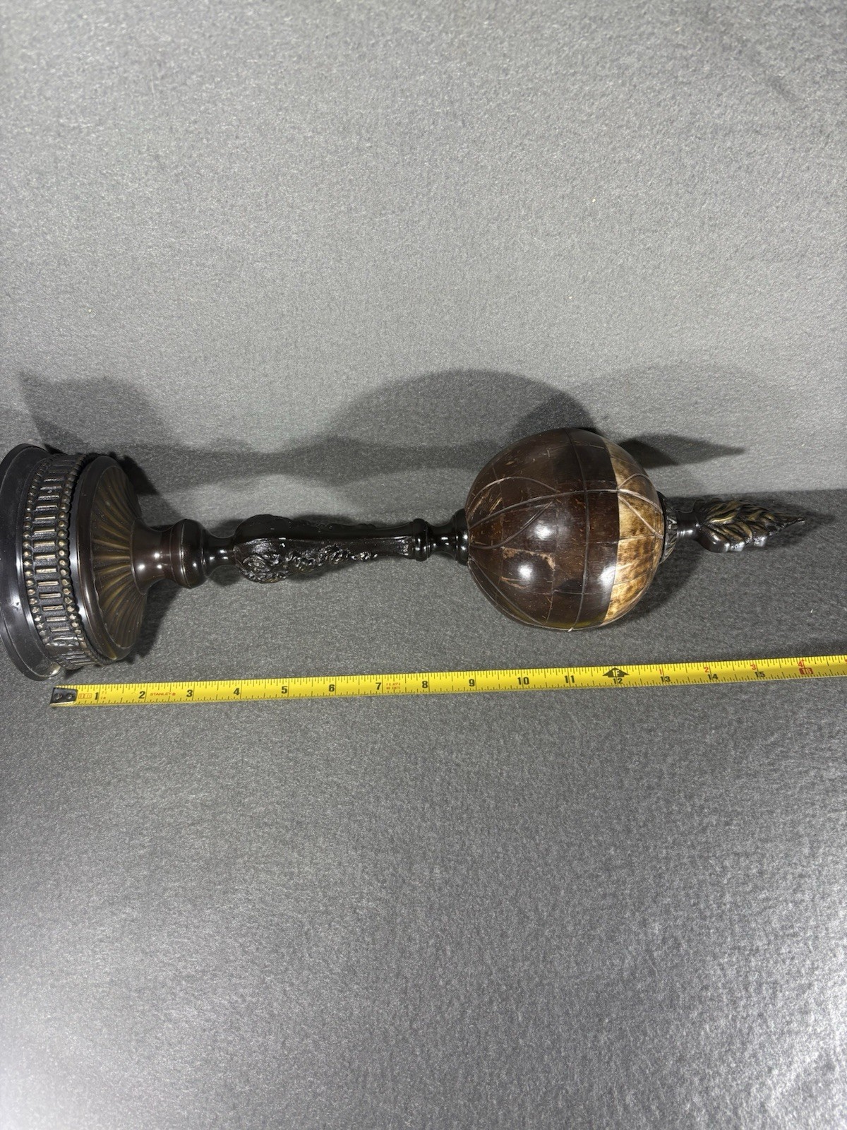 Vintage Antler Bone Globe Finial Decor Pair