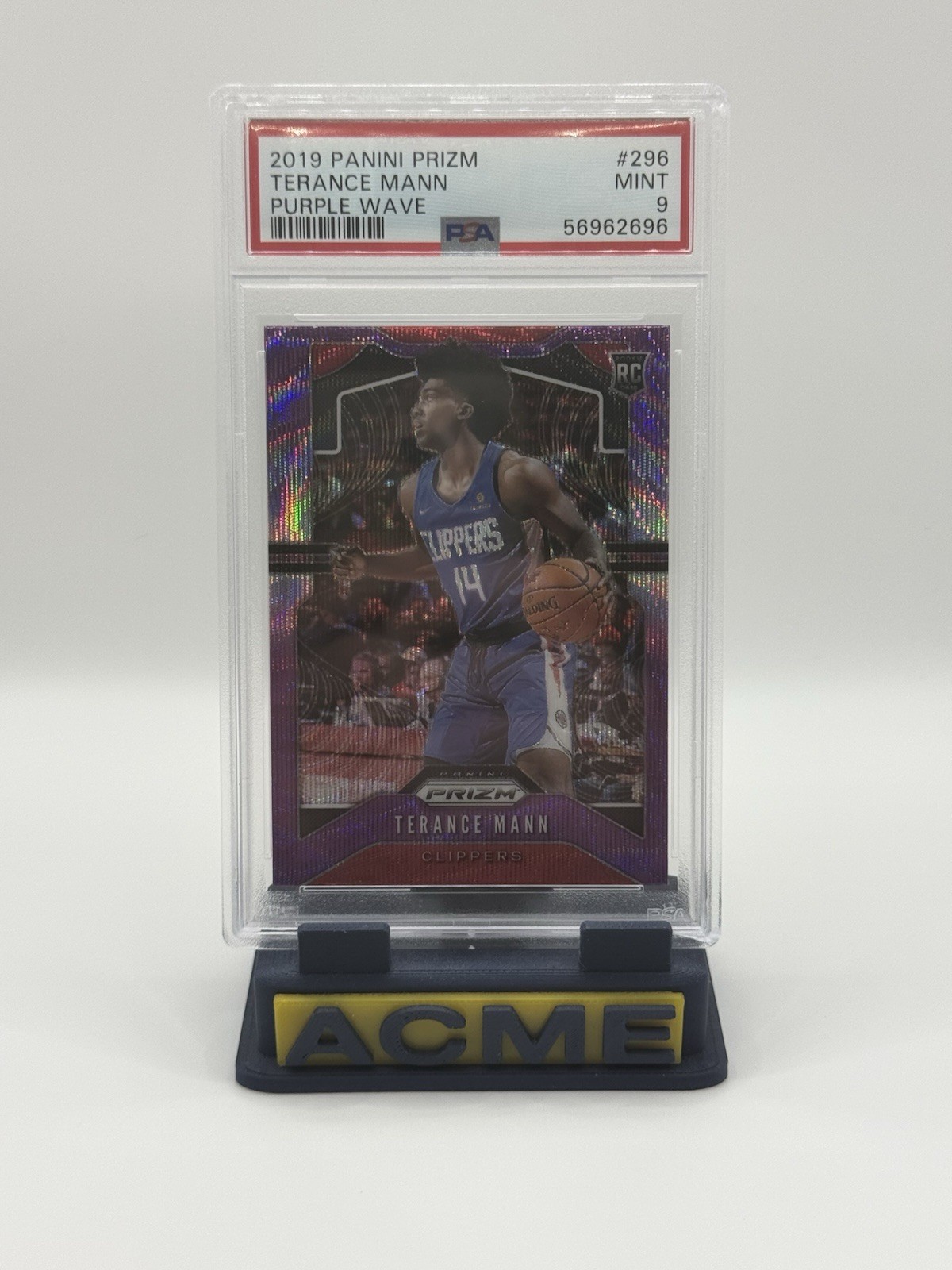 2019 Panini Prizm Terance Mann #296 Purple Wave PSA 9