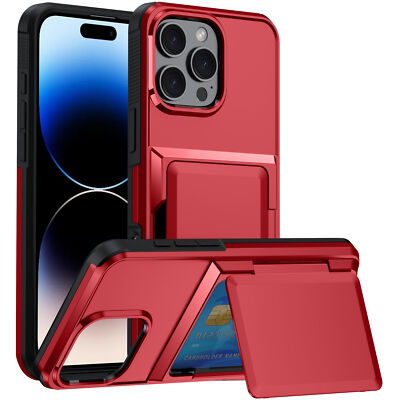 Card Holder Wallet Rugged Heavy Duty Case For iPhone 16 Pro Max 15 14 13 12 11
