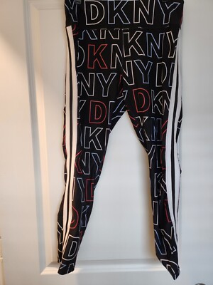 DKNY Active Sports  7/8 size L Black Multicolor Print Logo Pre-owned