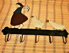 Garderoba Listwa z haczykami 4 wieszaki Blacha żelazna Ręcznie malowana gęsia 