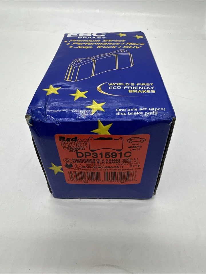 Pastillas de freno delanteras EBC Redstuff cerámica bajo polvo para 07-12 Maserati Quattroporte Foto 3 de 4