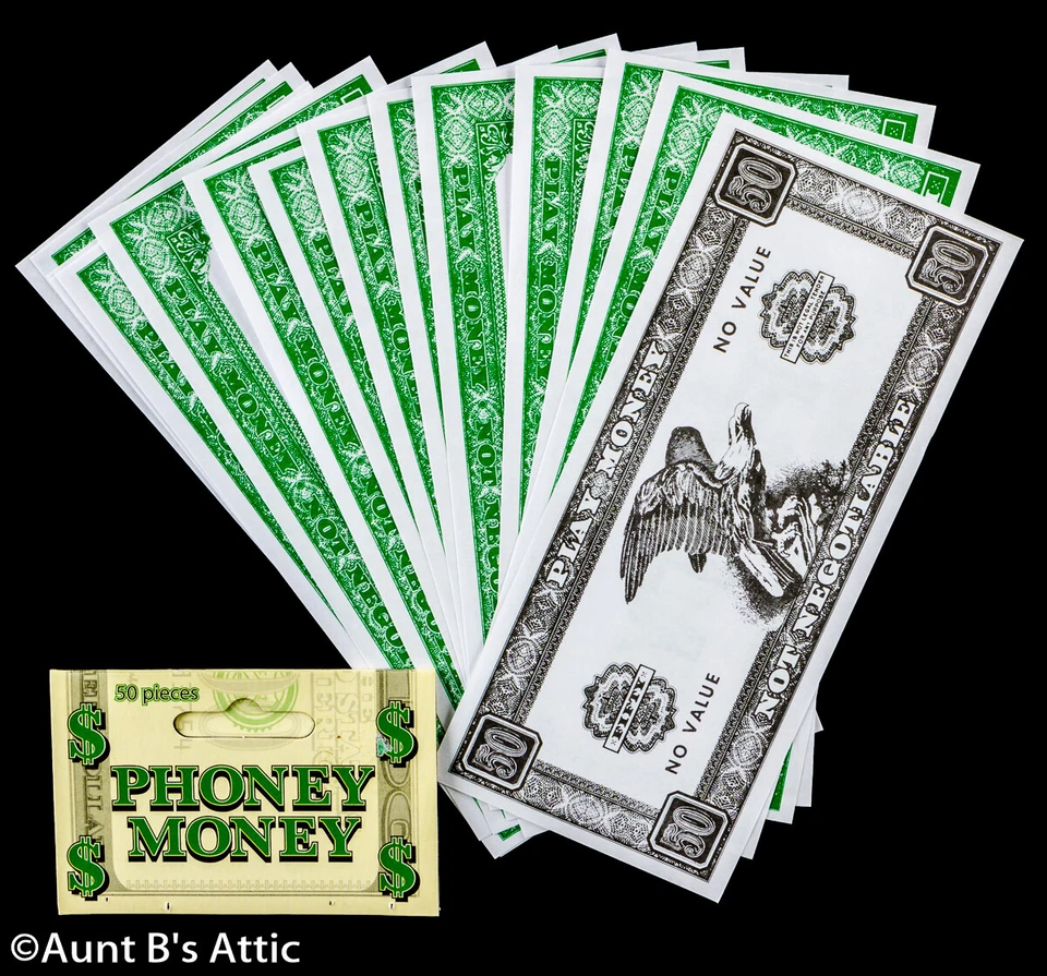 Phoney Money Pack Of 50 Fake Assorted Denomination Dollar Bills Theater Prop - Image 2 of 2